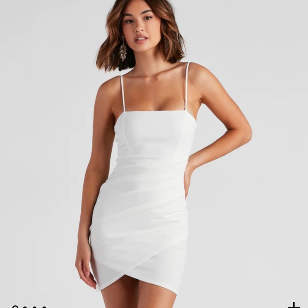 Windsor wrapped in stylish crepe mini dress white